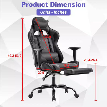 Chaise de jeu BestMassage, chaise de gamer avec support lombaire et repose-pieds, conception pivotante roulante, chaise de bureau pour la maison et le jeu
