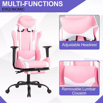 Chaise de jeu BestMassage, chaise de gamer avec support lombaire et repose-pieds, conception pivotante roulante, chaise de bureau pour la maison et le jeu