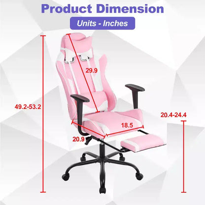 Chaise de jeu BestMassage, chaise de gamer avec support lombaire et repose-pieds, conception pivotante roulante, chaise de bureau pour la maison et le jeu