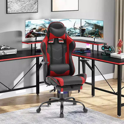 Chaise de jeu BestMassage, chaise de gamer avec support lombaire et repose-pieds, conception pivotante roulante, chaise de bureau pour la maison et le jeu