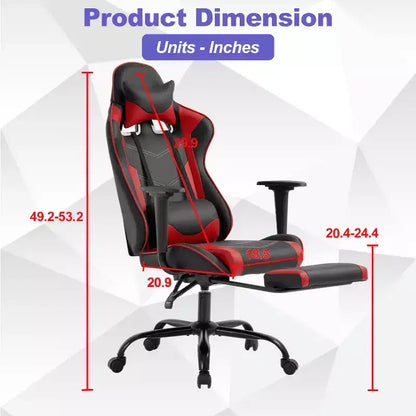 Chaise de jeu BestMassage, chaise de gamer avec support lombaire et repose-pieds, conception pivotante roulante, chaise de bureau pour la maison et le jeu