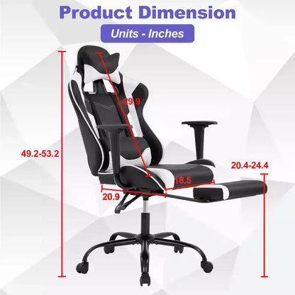 Chaise de jeu BestMassage, chaise de gamer avec support lombaire et repose-pieds, conception pivotante roulante, chaise de bureau pour la maison et le jeu
