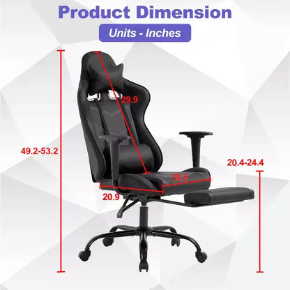 Chaise de jeu BestMassage, chaise de gamer avec support lombaire et repose-pieds, conception pivotante roulante, chaise de bureau pour la maison et le jeu