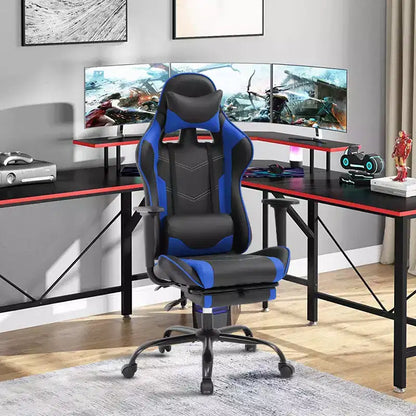 Chaise de jeu BestMassage, chaise de gamer avec support lombaire et repose-pieds, conception pivotante roulante, chaise de bureau pour la maison et le jeu