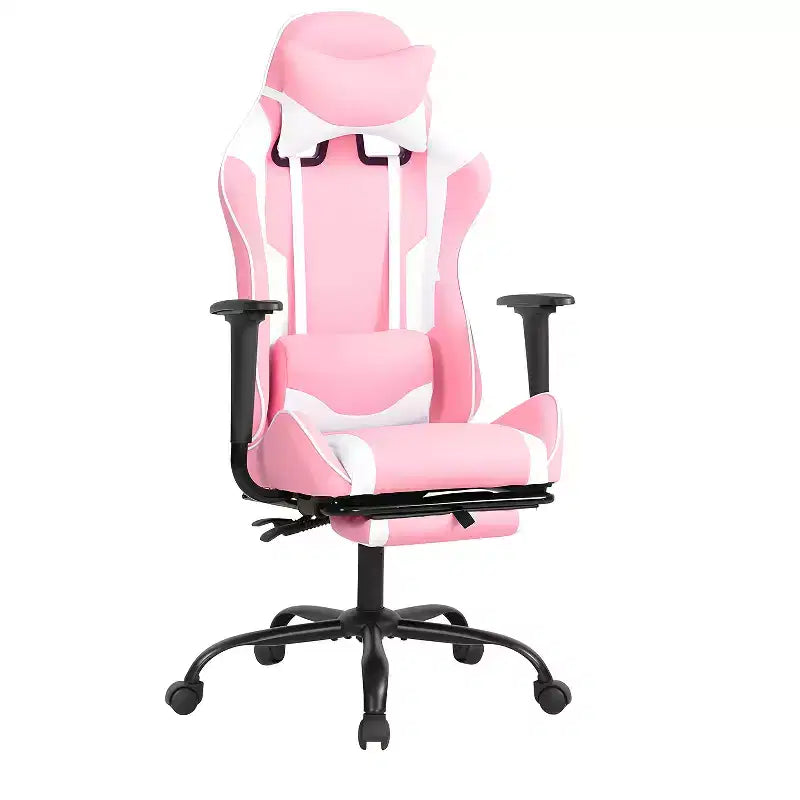 Chaise de jeu BestMassage, chaise de gamer avec support lombaire et repose-pieds, conception pivotante roulante, chaise de bureau pour la maison et le jeu