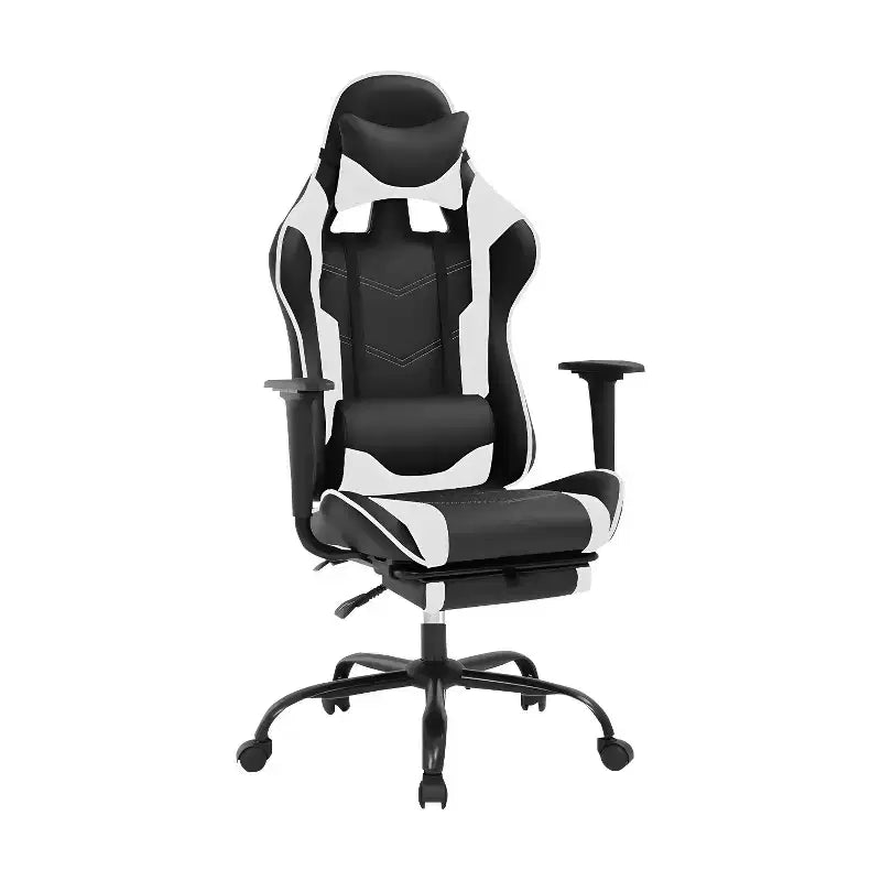 Chaise de jeu BestMassage, chaise de gamer avec support lombaire et repose-pieds, conception pivotante roulante, chaise de bureau pour la maison et le jeu