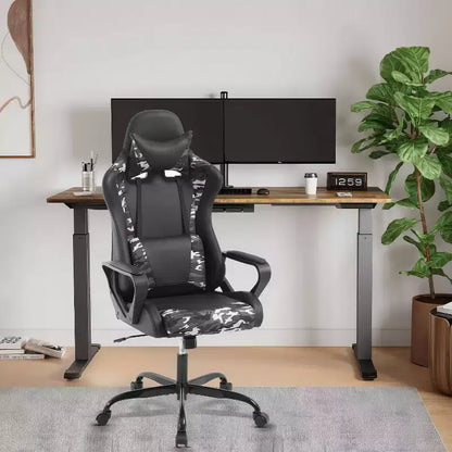 Chaise de bureau de jeu BestMassage Chaise de bureau Chaise d'ordinateur avec accoudoirs Support lombaire pivotant à 360° Chaise de direction pour adultes
