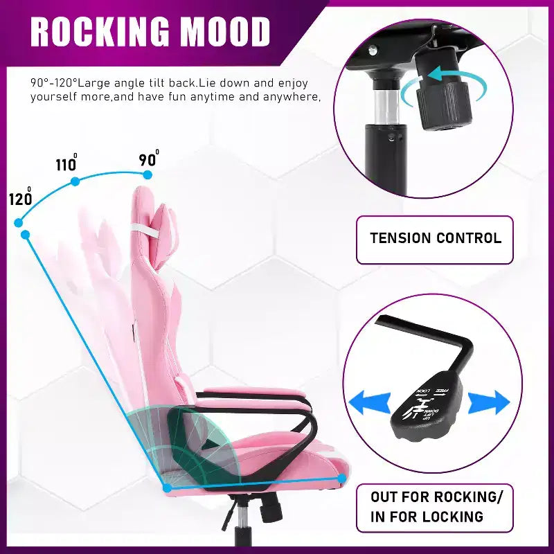 Chaise de bureau de jeu BestMassage Chaise de bureau Chaise d'ordinateur avec accoudoirs Support lombaire pivotant à 360° Chaise de direction pour adultes