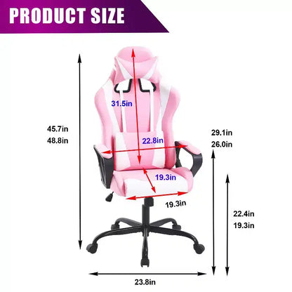 Chaise de bureau de jeu BestMassage Chaise de bureau Chaise d'ordinateur avec accoudoirs Support lombaire pivotant à 360° Chaise de direction pour adultes