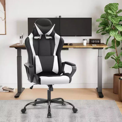 Chaise de bureau de jeu BestMassage Chaise de bureau Chaise d'ordinateur avec accoudoirs Support lombaire pivotant à 360° Chaise de direction pour adultes