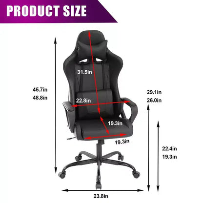Chaise de bureau de jeu BestMassage Chaise de bureau Chaise d'ordinateur avec accoudoirs Support lombaire pivotant à 360° Chaise de direction pour adultes