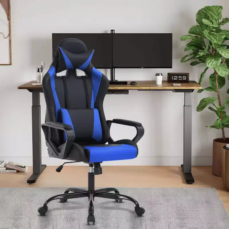 Chaise de bureau de jeu BestMassage Chaise de bureau Chaise d'ordinateur avec accoudoirs Support lombaire pivotant à 360° Chaise de direction pour adultes