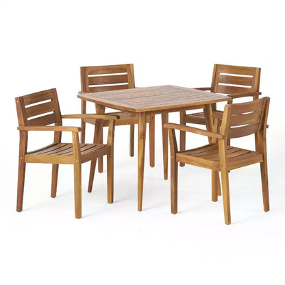 Christopher Knight Home Lenny Outdoor Acacia Wood 5 Piece Dining Set