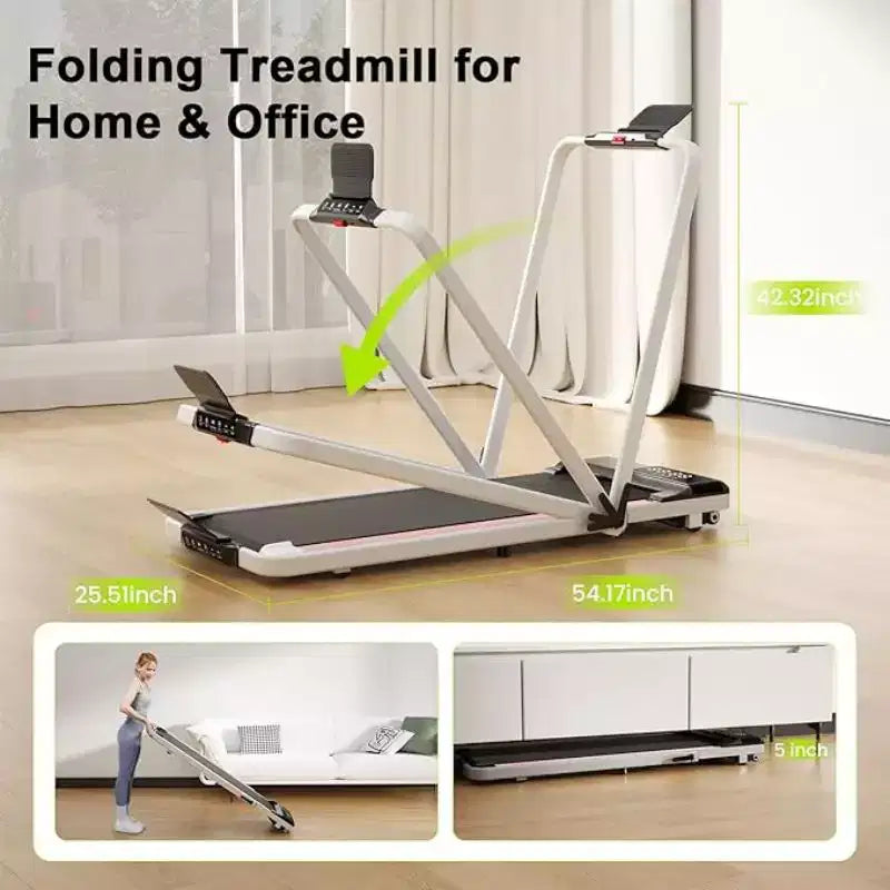 DeerRun A6 Plus 2026 Slim 2-in-1 Folding Treadmill with 5% Incline, Bluetooth & Remote Control, 300lbs