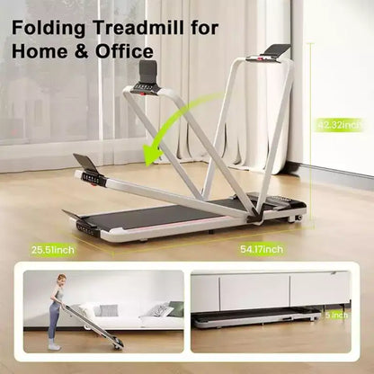 DeerRun A6 Plus 2026 Slim 2-in-1 Folding Treadmill with 5% Incline, Bluetooth & Remote Control, 300lbs