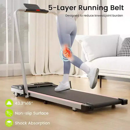 DeerRun A6 Plus 2026 Slim 2-in-1 Folding Treadmill with 5% Incline, Bluetooth & Remote Control, 300lbs