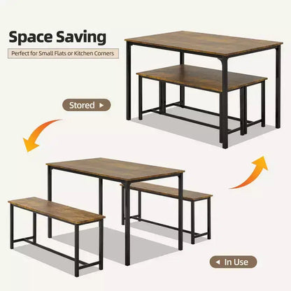 EROMMY Dining Set for 4-6, Extra-Long Table with 2 Benches