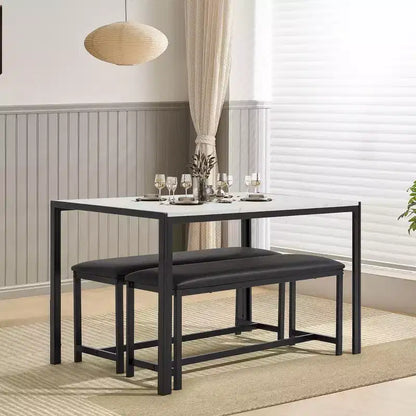 EROMMY Space-Saving Dining Table Set,Featuring a Stylish Faux Marble or Wood Grain Table with Modern Chairs