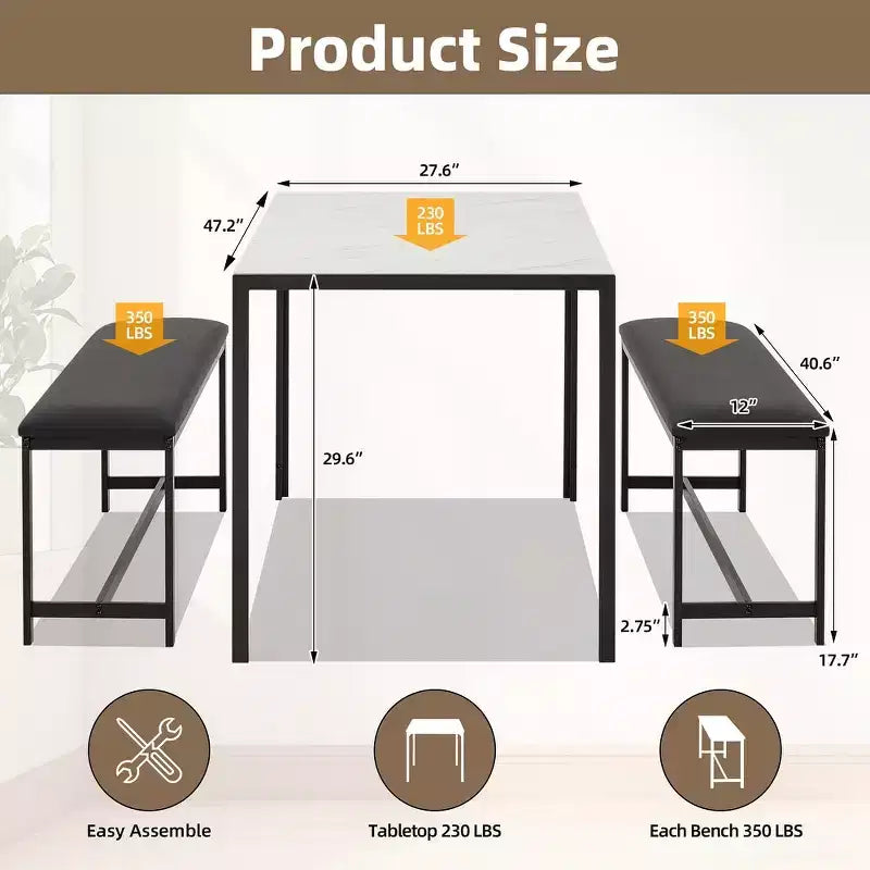 EROMMY Space-Saving Dining Table Set,Featuring a Stylish Faux Marble or Wood Grain Table with Modern Chairs