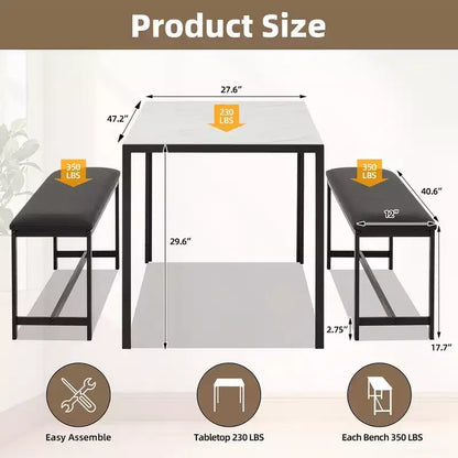 EROMMY Space-Saving Dining Table Set,Featuring a Stylish Faux Marble or Wood Grain Table with Modern Chairs