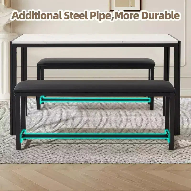EROMMY Space-Saving Dining Table Set,Featuring a Stylish Faux Marble or Wood Grain Table with Modern Chairs