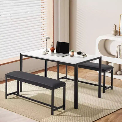 EROMMY Space-Saving Dining Table Set,Featuring a Stylish Faux Marble or Wood Grain Table with Modern Chairs