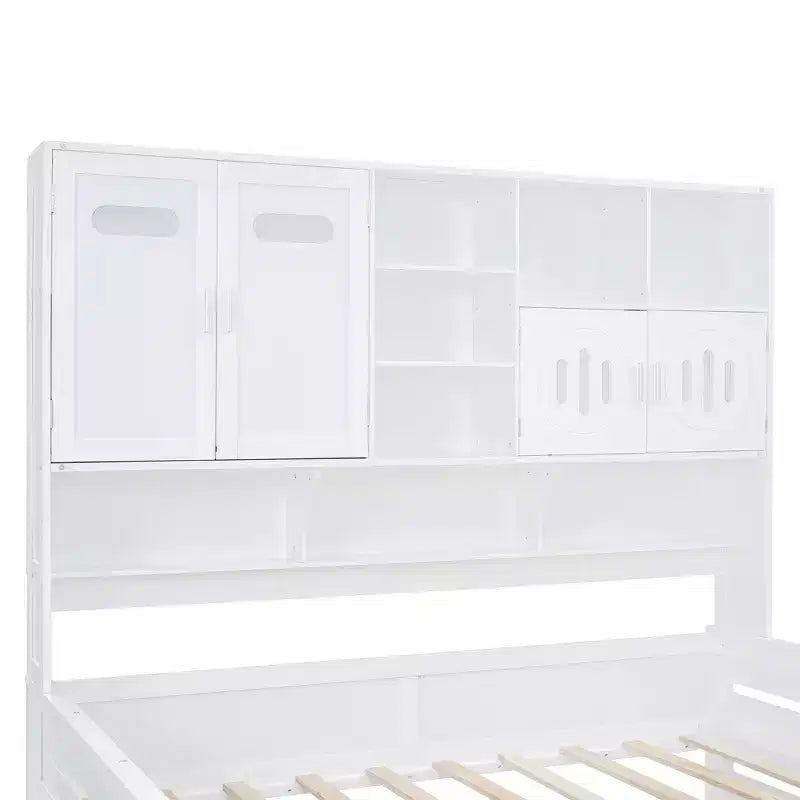 Twin/Full Size Wooden Daybed with 2 Drawers, All-in-One Cabinet and Shelves - ModernLuxe