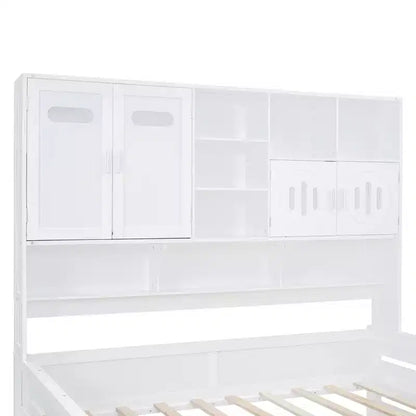 Twin/Full Size Wooden Daybed with 2 Drawers, All-in-One Cabinet and Shelves - ModernLuxe