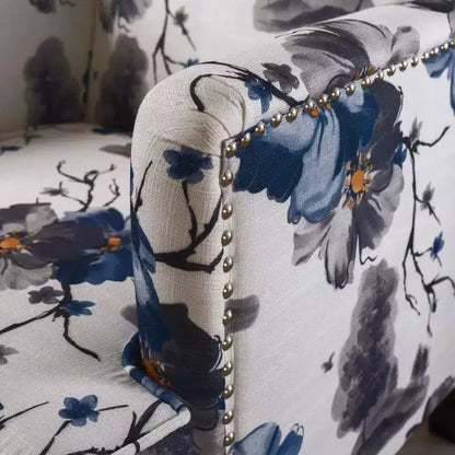 GDFStudio Eve - Fauteuil club d'appoint contemporain en tissu avec clous décoratifs, imprimé floral