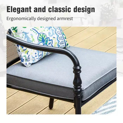 Ensemble de salle à manger d'extérieur Captiva Designs 9 pièces avec grande table carrée en métal à lattes et chaises à cadre en acier