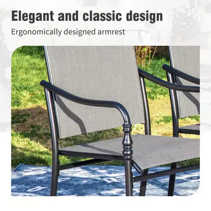 Ensemble de salle à manger d'extérieur Captiva Designs 9 pièces avec grande table carrée en métal à lattes et chaises à cadre en acier