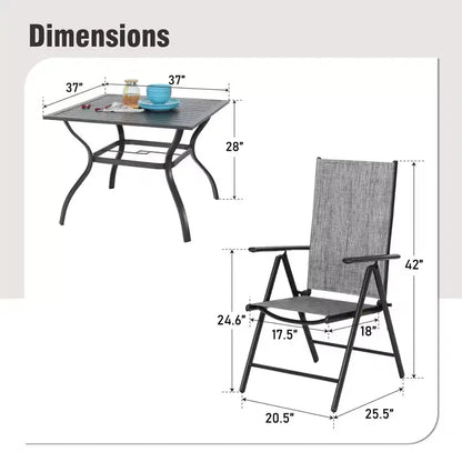 Captiva Designs Outdoor Patio Dining Floral Back Steel Chairs with Thick Seat & Back Cushion