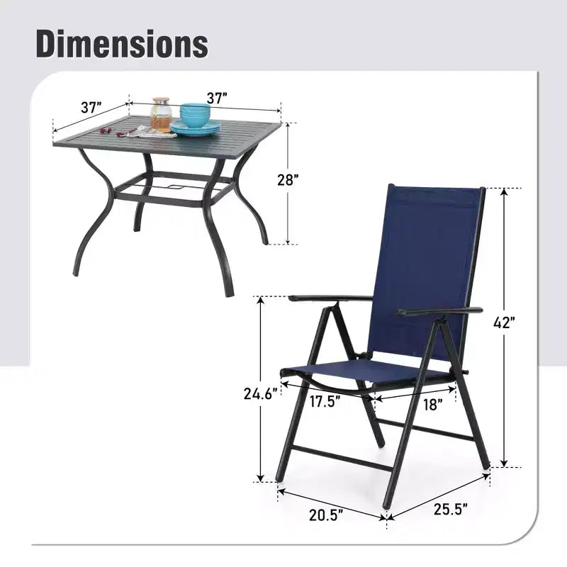 Captiva Designs Outdoor Patio Dining Floral Back Steel Chairs with Thick Seat & Back Cushion