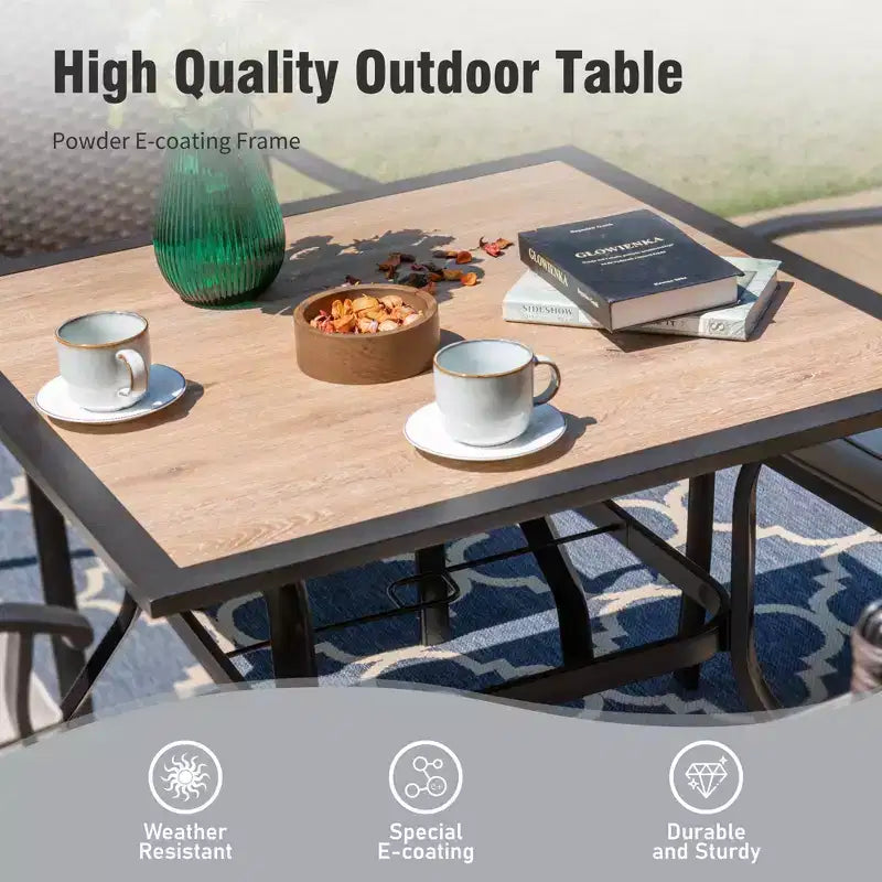 Captiva Designs Outdoor Patio Dining Floral Back Steel Chairs with Thick Seat & Back Cushion