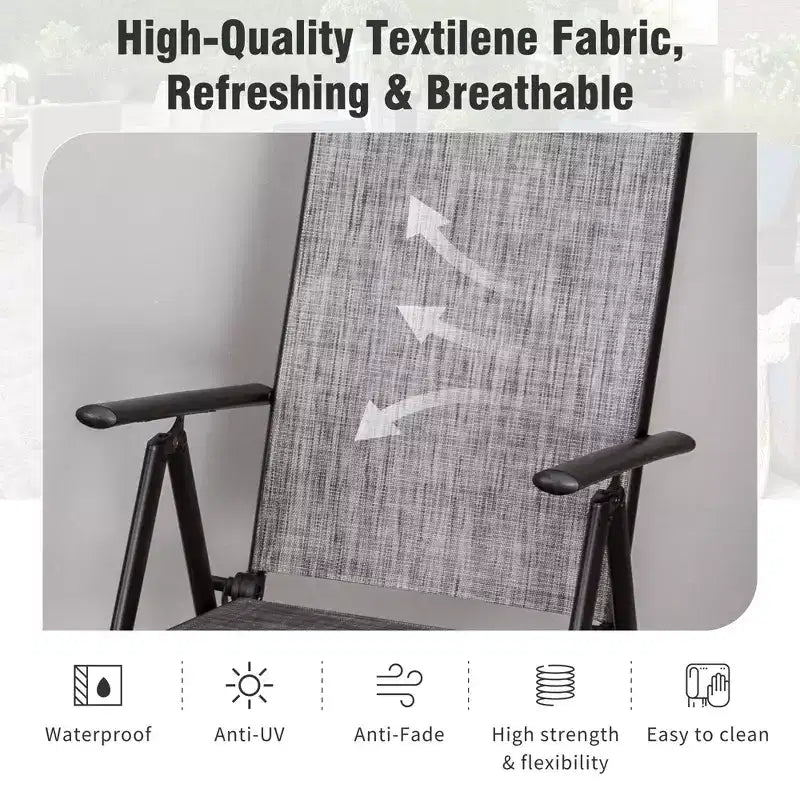Captiva Designs Outdoor Patio Dining Floral Back Steel Chairs with Thick Seat & Back Cushion