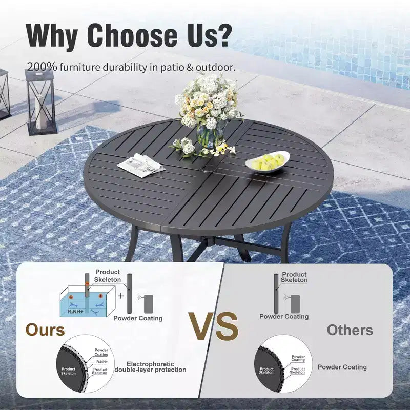 Captiva Designs Outdoor Patio Dining Floral Back Steel Chairs with Thick Seat & Back Cushion