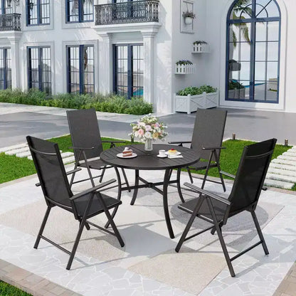 Captiva Designs Outdoor Patio Dining Floral Back Steel Chairs with Thick Seat & Back Cushion