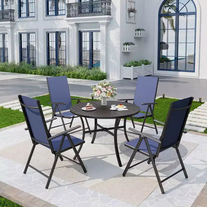 Captiva Designs Outdoor Patio Dining Floral Back Steel Chairs with Thick Seat & Back Cushion