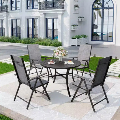 Captiva Designs Outdoor Patio Dining Floral Back Steel Chairs with Thick Seat & Back Cushion