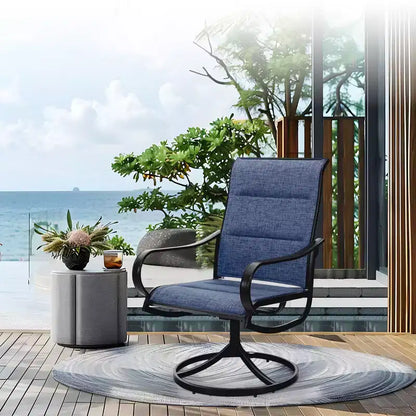 Captiva Designs - Ensemble de salle à manger d'extérieur 5 pièces avec table carrée effet bois, trou pour parasol et chaises pivotantes en textilène