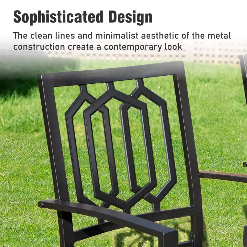 Captiva Designs 7pc Patio Dining Set with Slat-top Rectangle Table & Metal Stackable Chairs