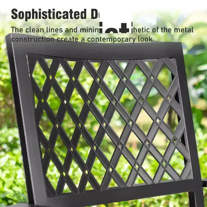 Captiva Designs 6pc Outdoor Patio Slat-top Steel Dining Table & Metal Chairs & Cushioned Bench