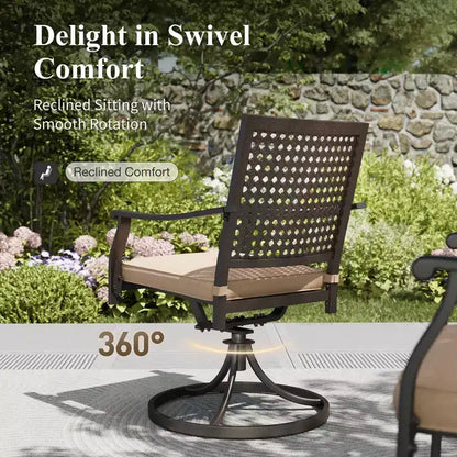 Captiva Designs Ensemble de salle à manger de jardin 8 pièces avec table rectangulaire en acier, chaises en acier noir et parasol beige