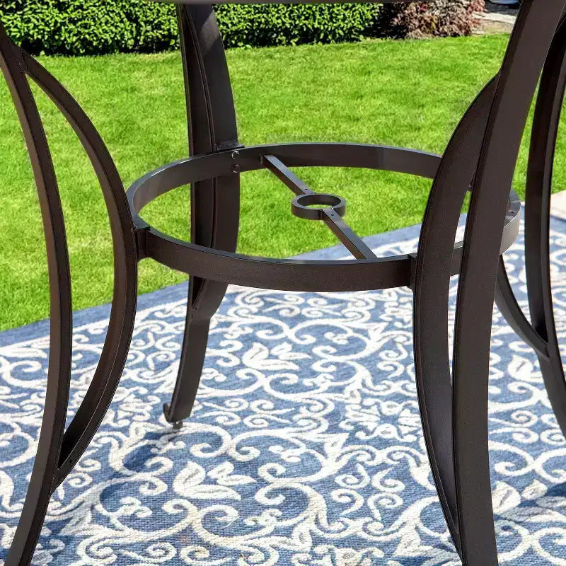 Captiva Designs 7pc Cast Aluminum Bar Height Patio Dining Set with Round Table & Swivel Stools