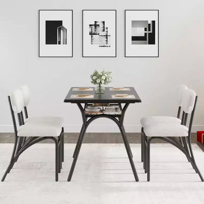 Ensemble Table à Manger WhizMax pour 4, Table de Cuisine Rectangulaire avec 4 Chaises en Boucle, Table à Manger avec Rangement