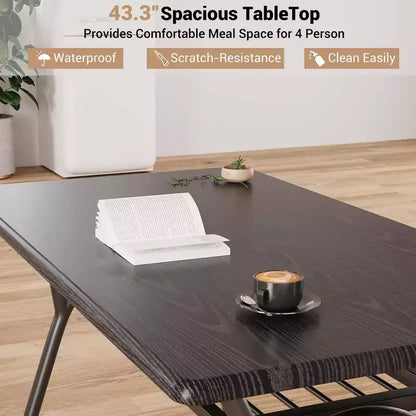 Ensemble Table à Manger WhizMax pour 4, Table de Cuisine Rectangulaire avec 4 Chaises en Boucle, Table à Manger avec Rangement