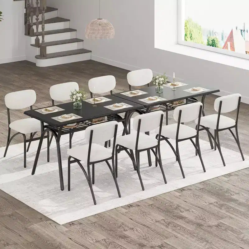 Ensemble Table à Manger WhizMax pour 4, Table de Cuisine Rectangulaire avec 4 Chaises en Boucle, Table à Manger avec Rangement