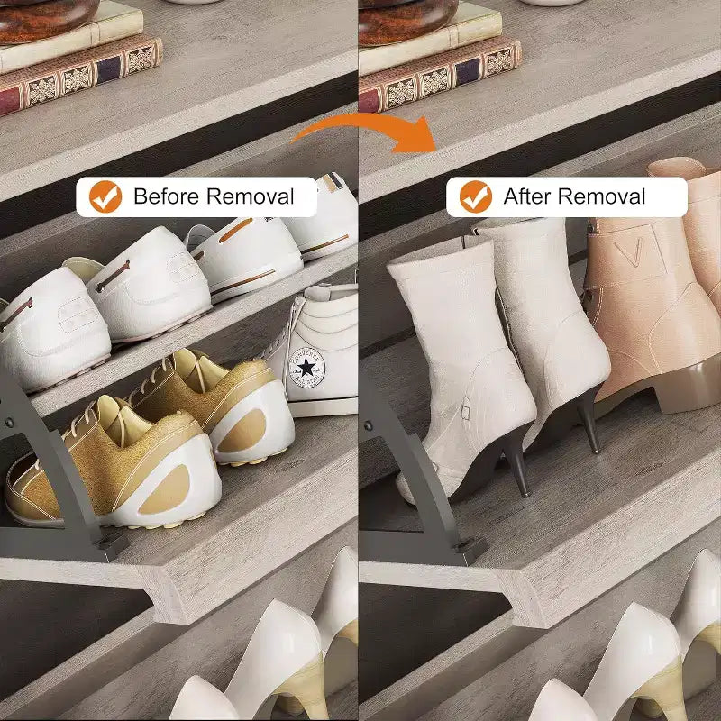 Meuble à chaussures en bois avec 2 tiroirs basculants et étagère réglable, Rangement de chaussures pour entrée, Meuble à chaussures dissimulé pour couloir, salon, Gris