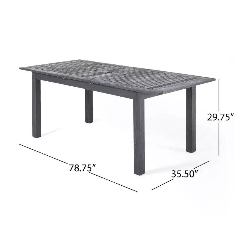 Ensemble de salle à manger extensible 9 pièces GDFStudio Aloha en bois d'acacia et osier, gris clair/gris