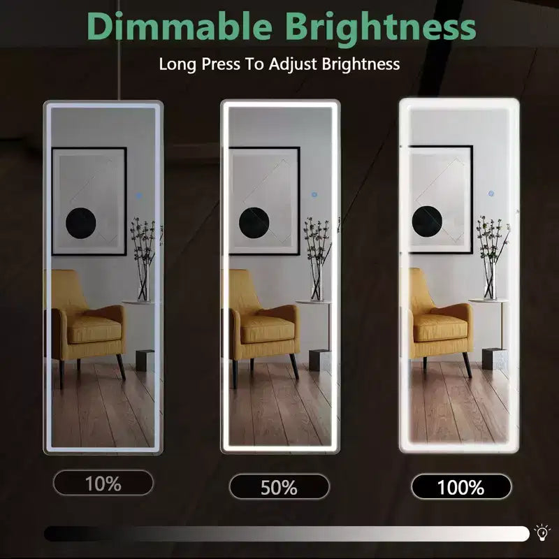 Miroir lumineux sur pied avec lumière LED 3 couleurs, support inclus